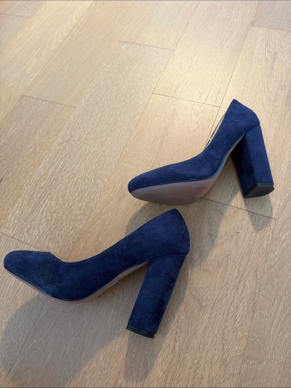 Women’s Navy Suede Block Heel Pumps